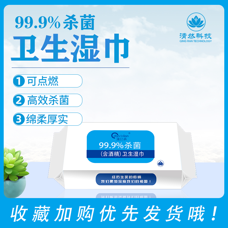 蒲公英（含酒精）消毒卫生湿巾60抽